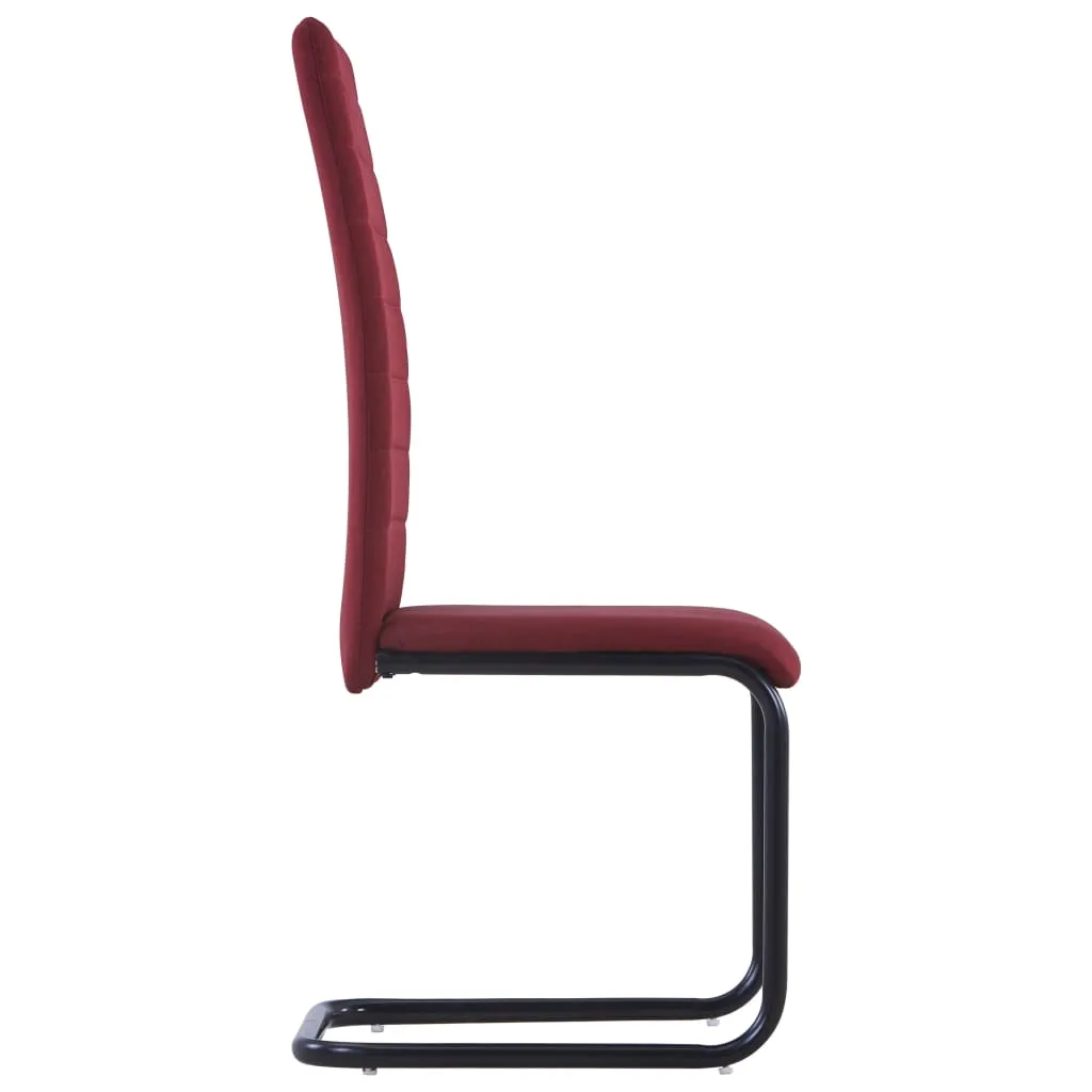 Cantilever Dining Chairs 4 pcs Wine Fabric