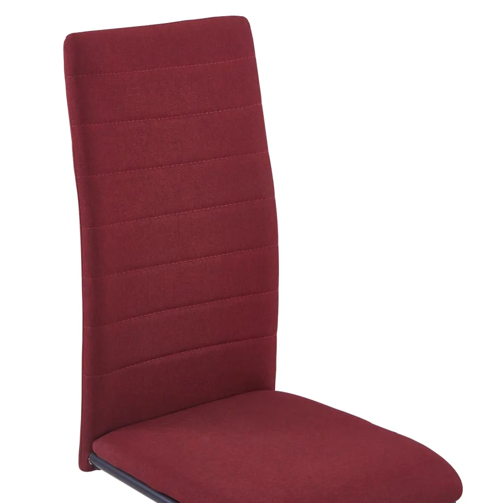Cantilever Dining Chairs 4 pcs Wine Fabric