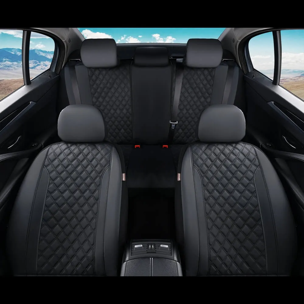 Coverado PVC Front Car Seat Covers Faux Leather &Fabric Auto Seat Protector Universal Fit
