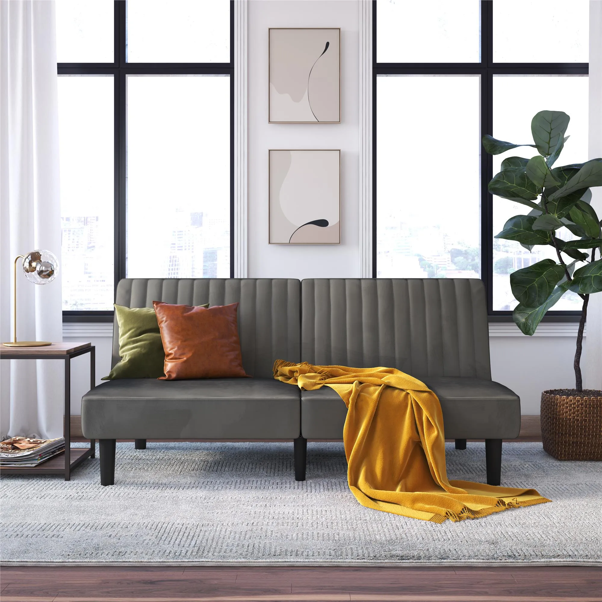 DHP Katie Futon, Gray Velvet