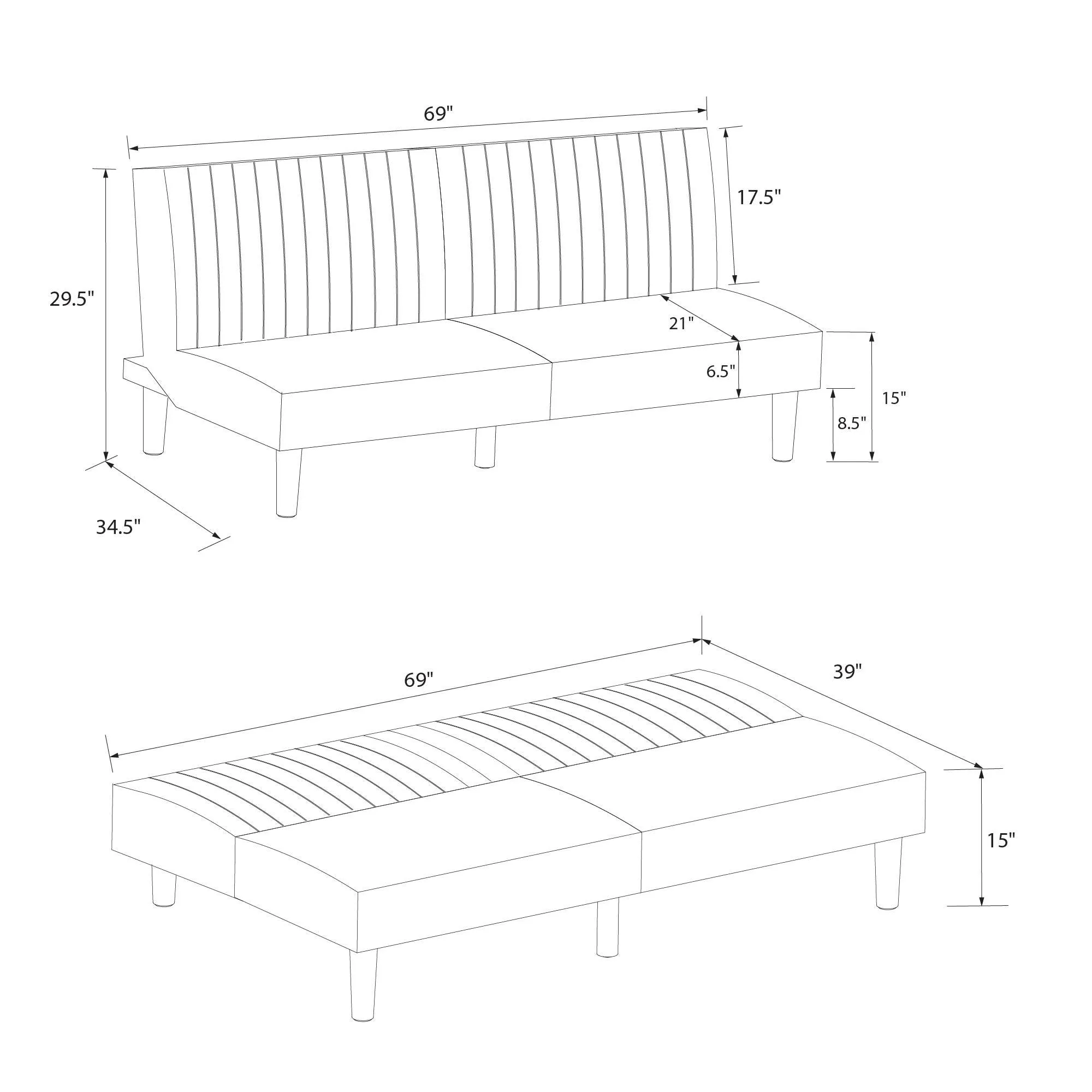 DHP Katie Futon, Gray Velvet