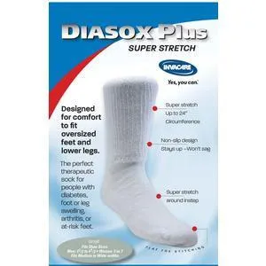DiaSox Plus Oversized Sock, Medium, White