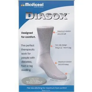 Diasox Seam-Free Sock, Medium, Black, Cotton/Acryl