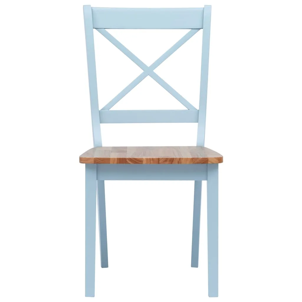 Dining Chairs 2 pcs Grey and Light Wood Solid Rubber Wood