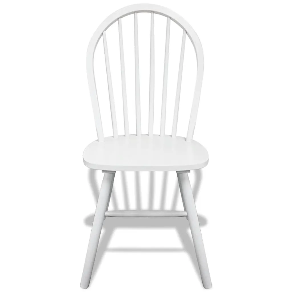 Dining Chairs 6 pcs White Solid Rubber Wood