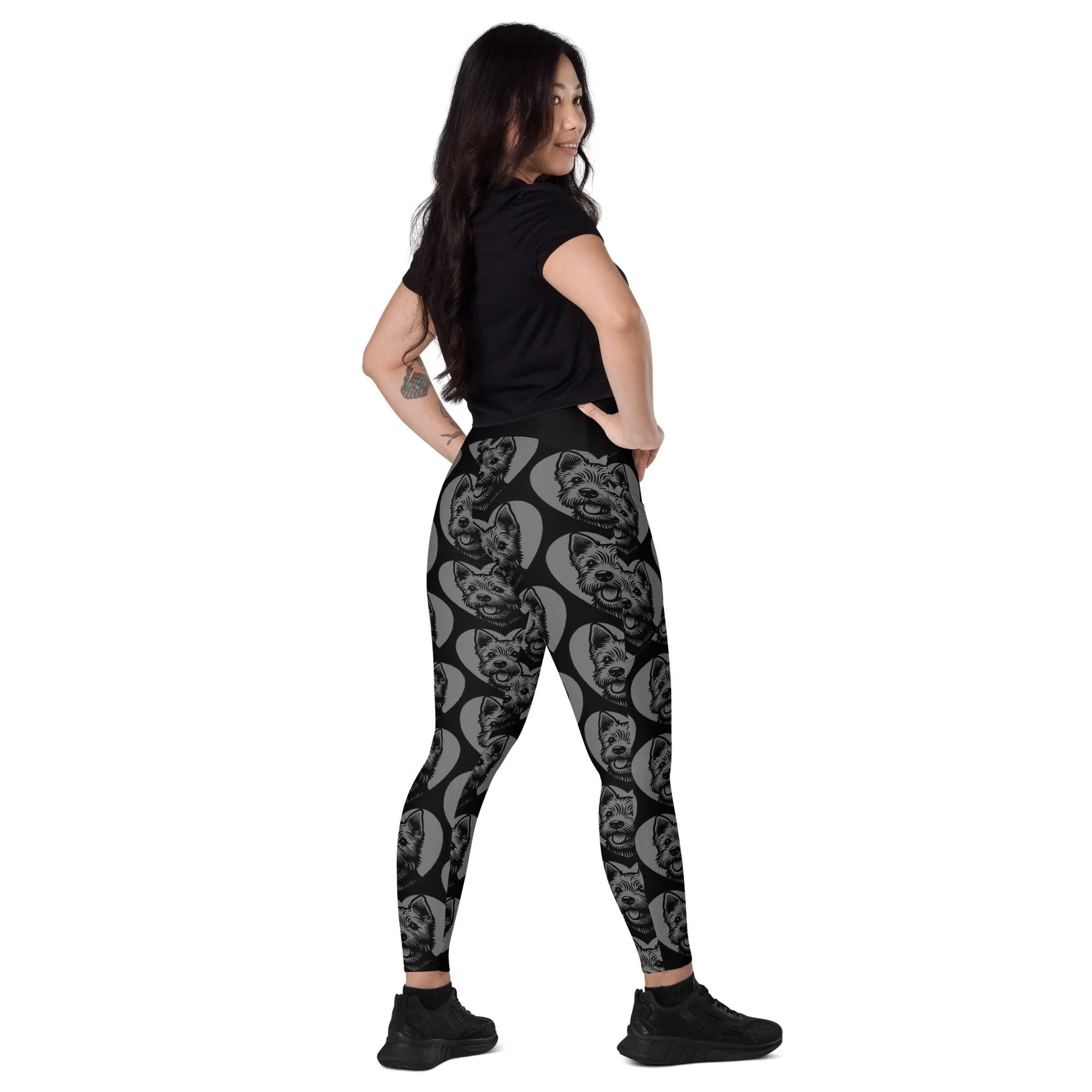 DOG BREED LEGGINGS with pockets - NORFOLK TERRIER - HERTTAHOUND - grey
