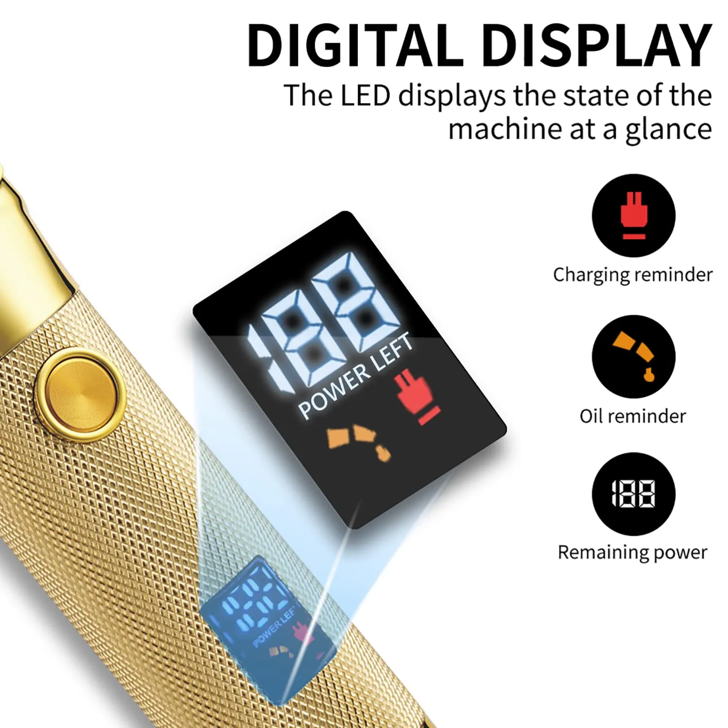 DSP® Hair Trimmer Beard Trimmer for Men with LED Display Rechargeable Hair Cutting Machine (Gold)
