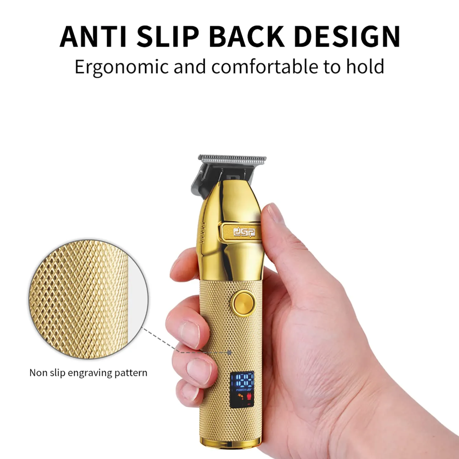 DSP® Hair Trimmer Beard Trimmer for Men with LED Display Rechargeable Hair Cutting Machine (Gold)
