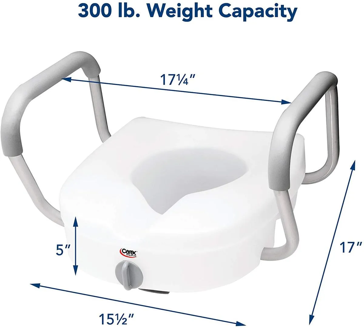E-Z Lock Locking Raised Toilet Seat with Armrests
