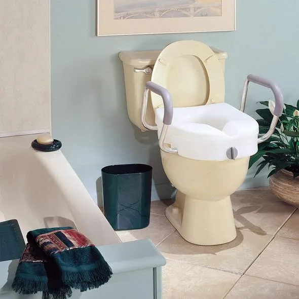 E-Z Lock Locking Raised Toilet Seat with Armrests