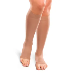 EASE Opaque Mild Support Unisex Open Toe Knee High 15-20 MMHG Sand Large Long - One Pair (#30214)