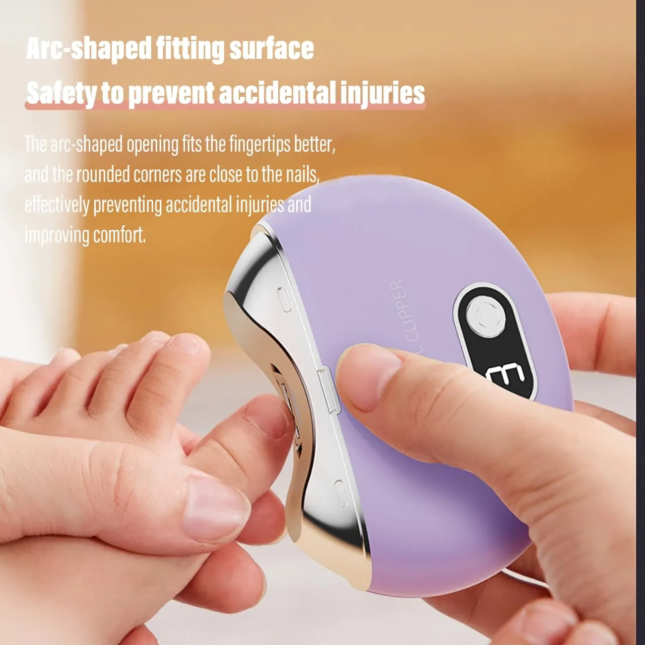 Electric Nail Clipper, Electric Toenail Clipper, 3-Speed Electric Nail Trimmer with LCD Digital Display, USB Rechargeable Safety Electric Nail Clippers for Kids, Adults, Elderly (Lilac)