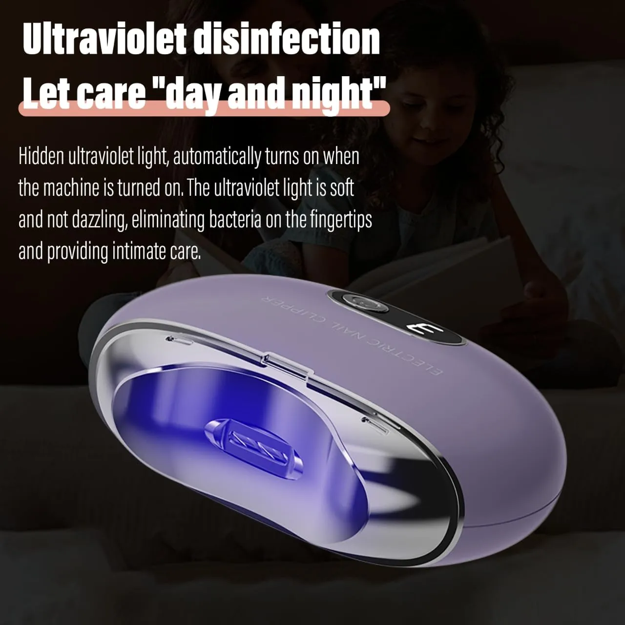Electric Nail Clipper, Electric Toenail Clipper, 3-Speed Electric Nail Trimmer with LCD Digital Display, USB Rechargeable Safety Electric Nail Clippers for Kids, Adults, Elderly (Lilac)
