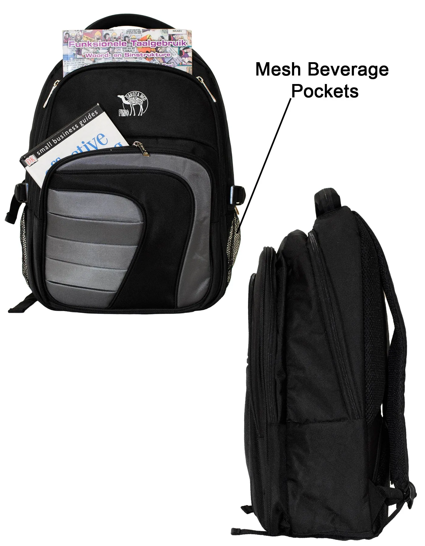 Fino SK-9027 Dakota Red 15 inch Laptop Backpack -22 Litre - Black & Grey