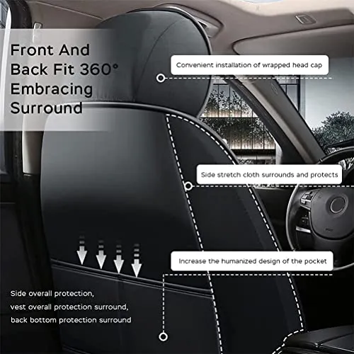 Front & Rear Seat Covers for Chevy Chevrolet Bolt EV EUV Car Seat Cover Luxury PU Leather Comfortable Stylish Black