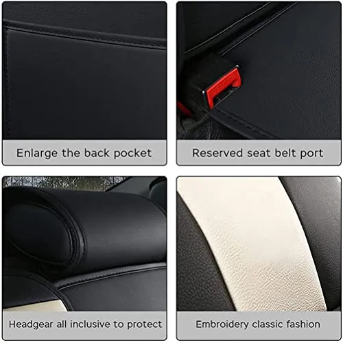 Front & Rear Seat Covers for Chevy Chevrolet Bolt EV EUV Car Seat Cover Luxury PU Leather Comfortable Stylish Black