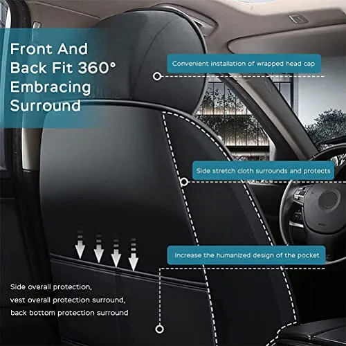 Front & Rear Seat Covers for Chevy Chevrolet Bolt EV EUV Car Seat Cover Luxury PU Leather Comfortable Stylish Black×Blue
