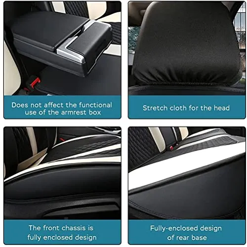 Front & Rear Seat Covers for Chevy Chevrolet Bolt EV EUV Car Seat Cover Luxury PU Leather Comfortable Stylish Black×Blue