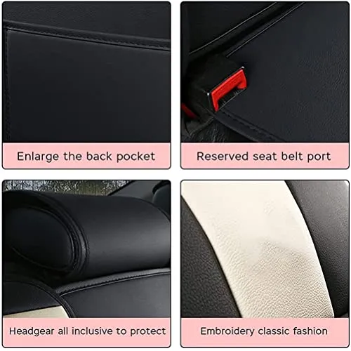 Front & Rear Seat Covers for Chevy Chevrolet Bolt EV EUV Car Seat Cover Luxury PU Leather Comfortable Stylish Pink×Beige