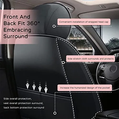Front & Rear Seat Covers for Chevy Chevrolet Bolt EV EUV Car Seat Cover Luxury PU Leather Comfortable Stylish Pink×Beige