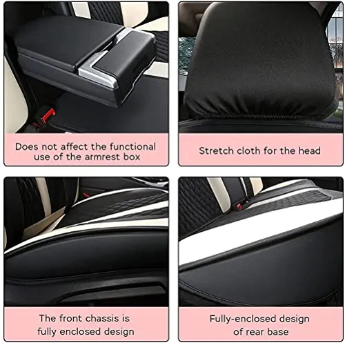 Front & Rear Seat Covers for Chevy Chevrolet Bolt EV EUV Car Seat Cover Luxury PU Leather Comfortable Stylish Pink×Beige