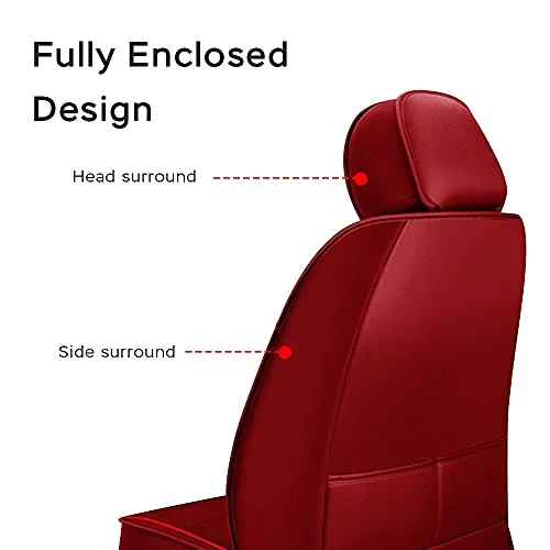 Front & Rear Seat Covers for Chevy Chevrolet Bolt EV EUV Car Seat Cover Luxury PU Leather Comfortable Wear Resistant Red