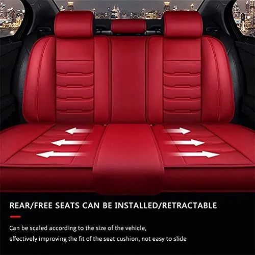 Front & Rear Seat Covers for Chevy Chevrolet Bolt EV EUV Car Seat Cover Luxury PU Leather Comfortable Wear Resistant Red