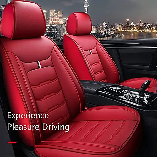 Front & Rear Seat Covers for Chevy Chevrolet Bolt EV EUV Car Seat Cover Luxury PU Leather Comfortable Wear Resistant Red