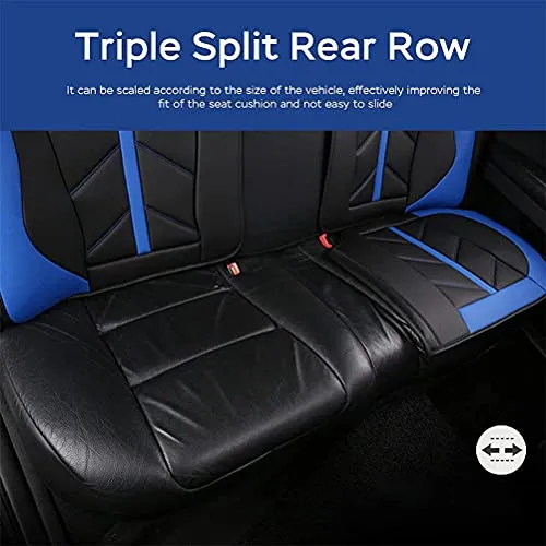 Front & Rear Seat Covers for Chevy Chevrolet Bolt EV EUV Car Seat Cover Luxury PU Leather Sporty Breathable Comfortable Blue×Black