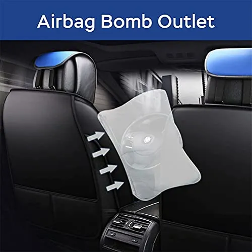 Front & Rear Seat Covers for Chevy Chevrolet Bolt EV EUV Car Seat Cover Luxury PU Leather Sporty Breathable Comfortable Blue×Black