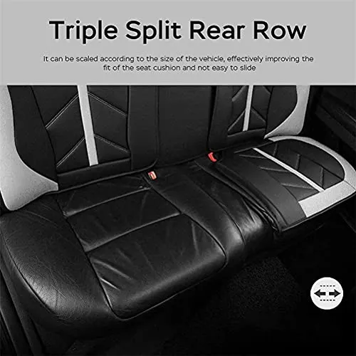 Front & Rear Seat Covers for Chevy Chevrolet Bolt EV EUV Car Seat Cover Luxury PU Leather Sporty Breathable Comfortable Gray×Black