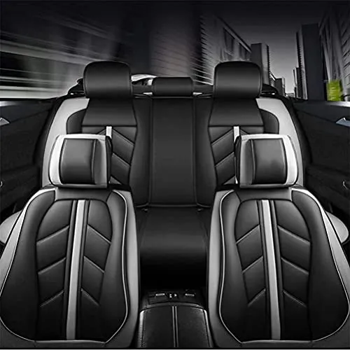 Front & Rear Seat Covers for Chevy Chevrolet Bolt EV EUV Car Seat Cover Luxury PU Leather Sporty Breathable Comfortable Gray×Black