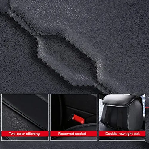 Front & Rear Seat Covers with Headrest Backrest Cushions for Chevy Chevrolet Bolt EV EUV Car Seat Cover Luxury PU Leather Breathable Comfortable Black