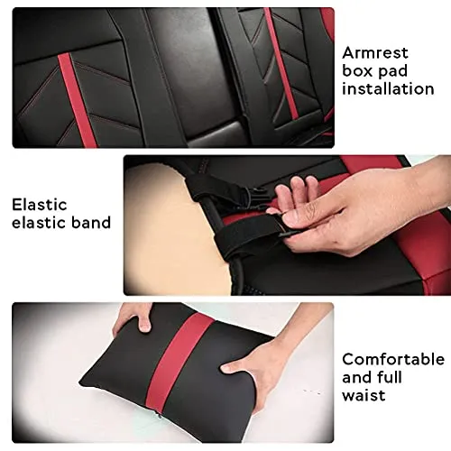 Front & Rear Seat Covers with Headrest Backrest Cushions for Chevy Chevrolet Bolt EV EUV Car Seat Cover Luxury PU Leather Sporty Breathable Comfortable Red×Black