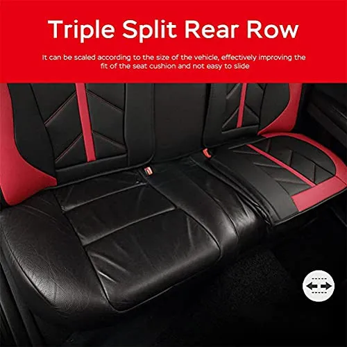 Front & Rear Seat Covers with Headrest Backrest Cushions for Chevy Chevrolet Bolt EV EUV Car Seat Cover Luxury PU Leather Sporty Breathable Comfortable Red×Black