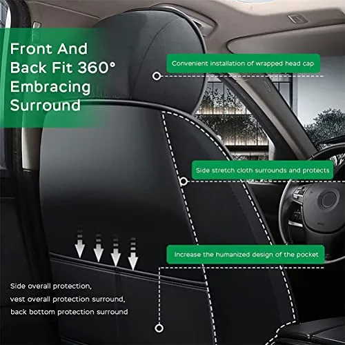 Front Seat Covers for Chevy Chevrolet Bolt EV EUV Car Seat Cover Luxury PU Leather Comfortable Stylish Black×Green