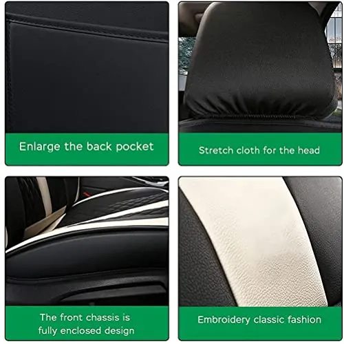Front Seat Covers for Chevy Chevrolet Bolt EV EUV Car Seat Cover Luxury PU Leather Comfortable Stylish Black×Green