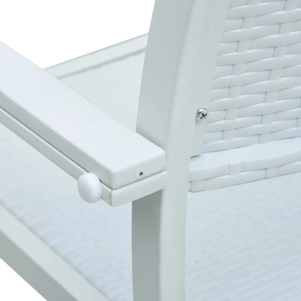 Garden Chairs 4 pcs White Plastic Rattan Look