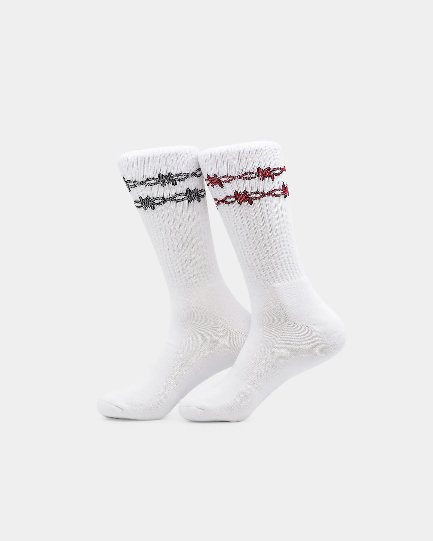 Goat Crew 2 Pack Barbed Wire Socks White/Red/Grey