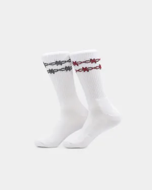 Goat Crew 2 Pack Barbed Wire Socks White/Red/Grey