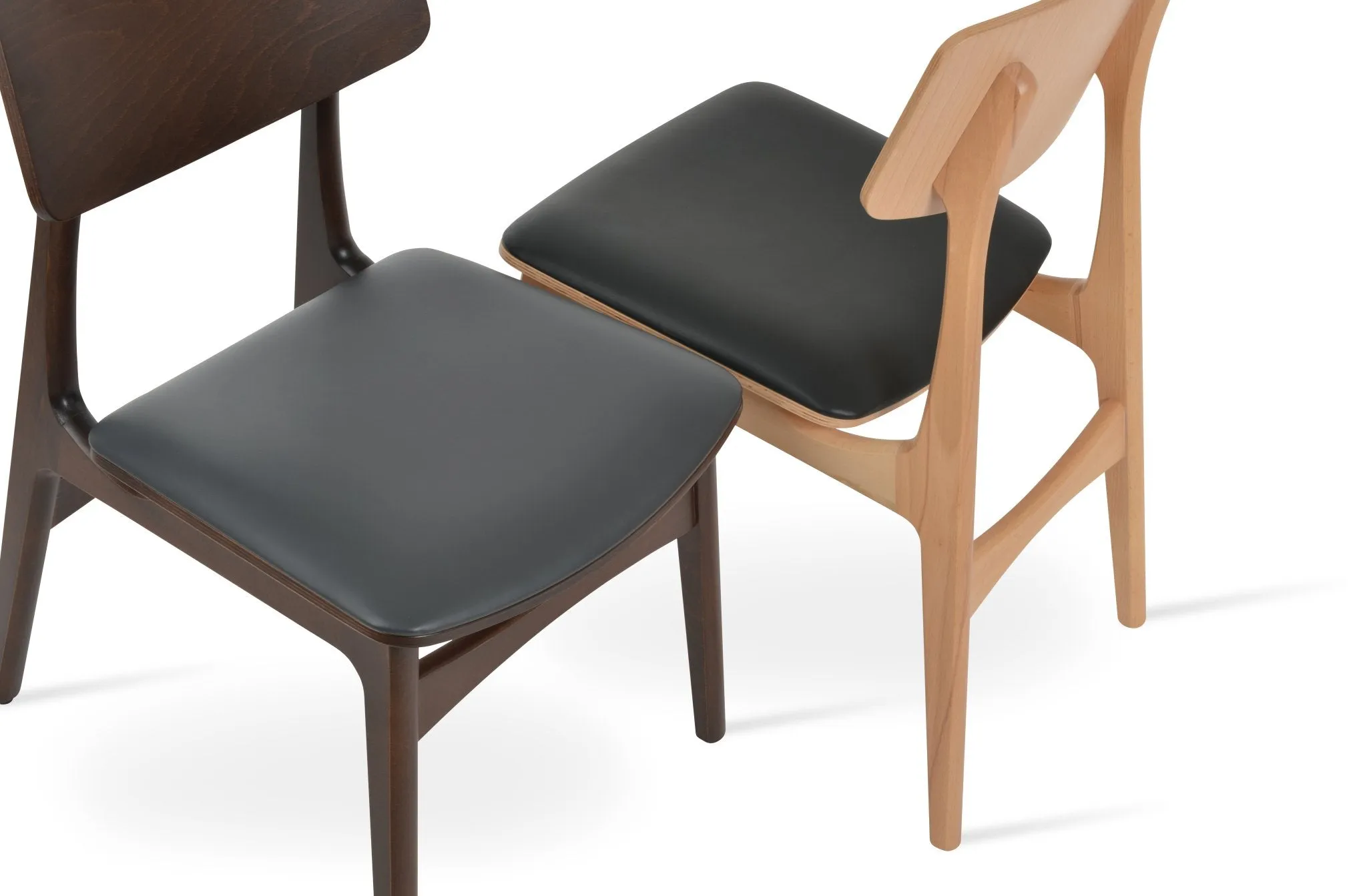 Grey Leather and Wood Chairs Bacco