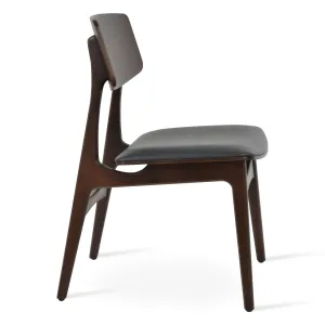 Grey Leather and Wood Chairs Bacco