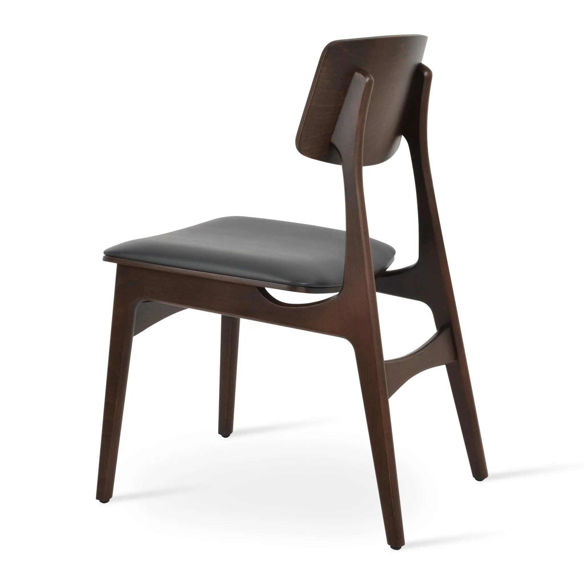 Grey Leather and Wood Chairs Bacco