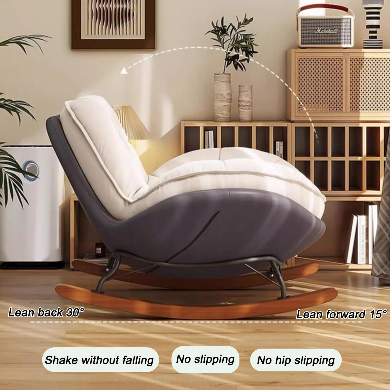 HARELA Outdoor Rocking Chair, Oversized Egg Chair, Padded Cushion, Orange.