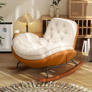 HARELA Outdoor Rocking Chair, Oversized Egg Chair, Padded Cushion, Orange.