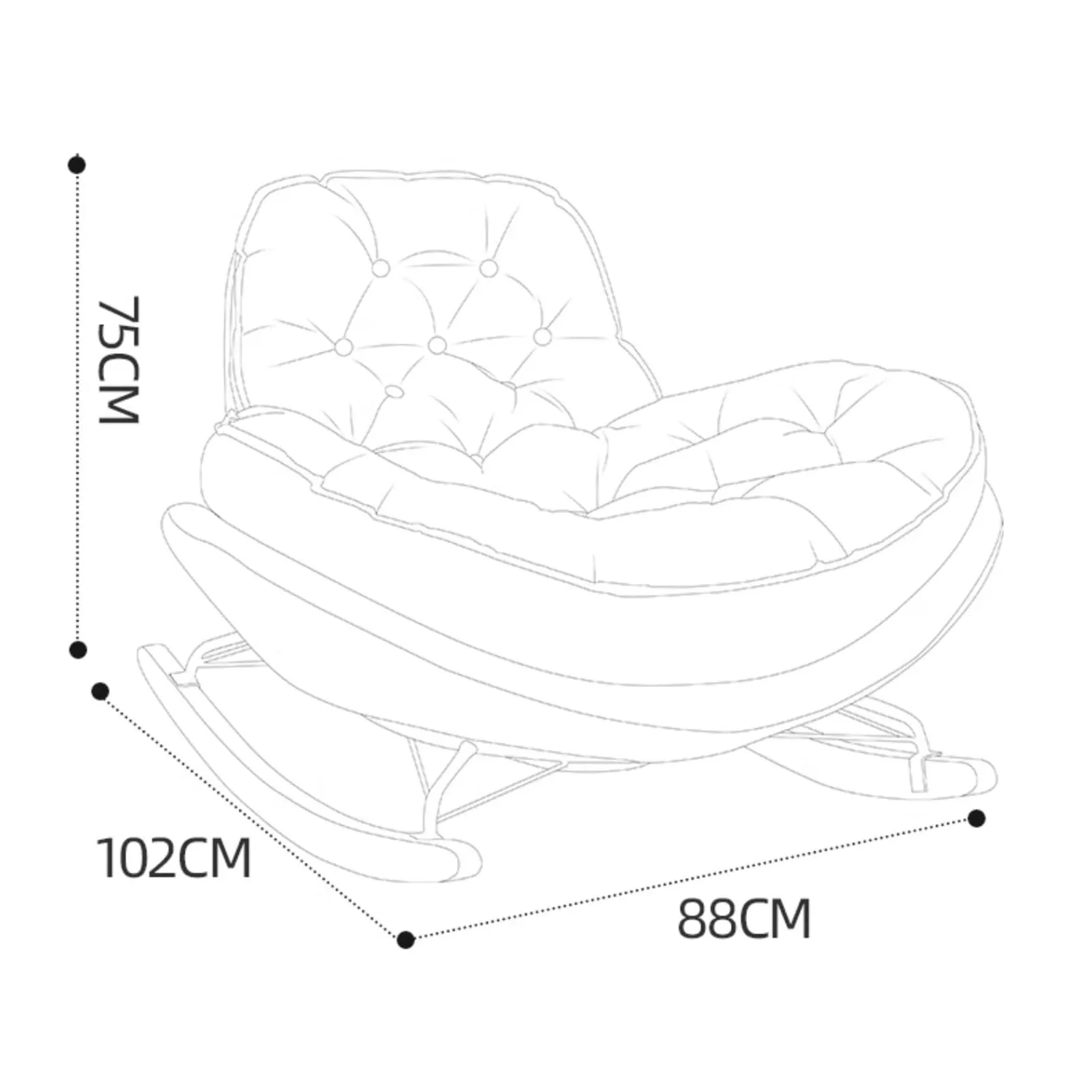 HARELA Outdoor Rocking Chair, Oversized Egg Chair, Padded Cushion, Orange.