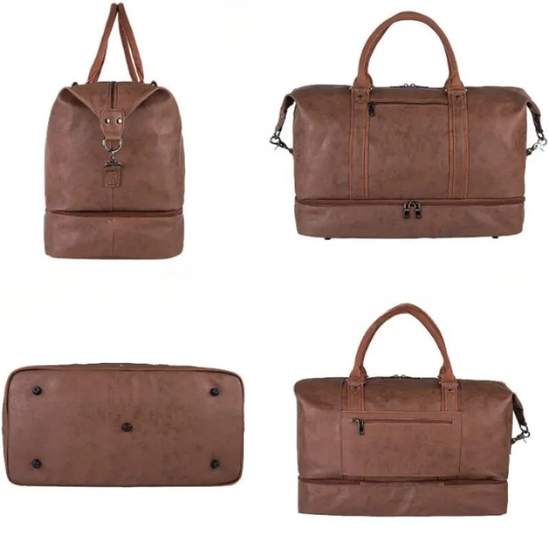 Leather Weekender Duffle Bag