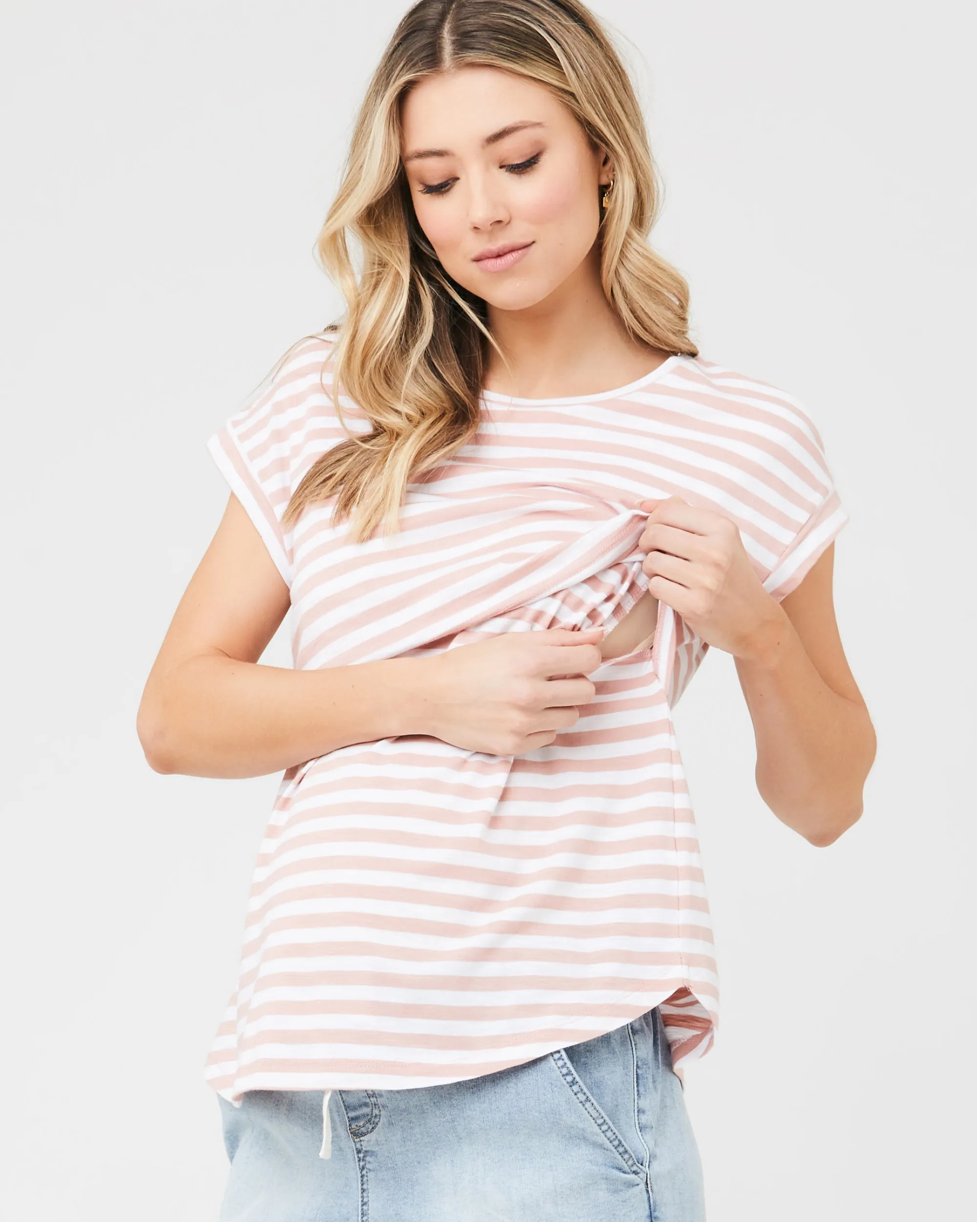 Lionel Nursing Tee  Dusty Pink / White