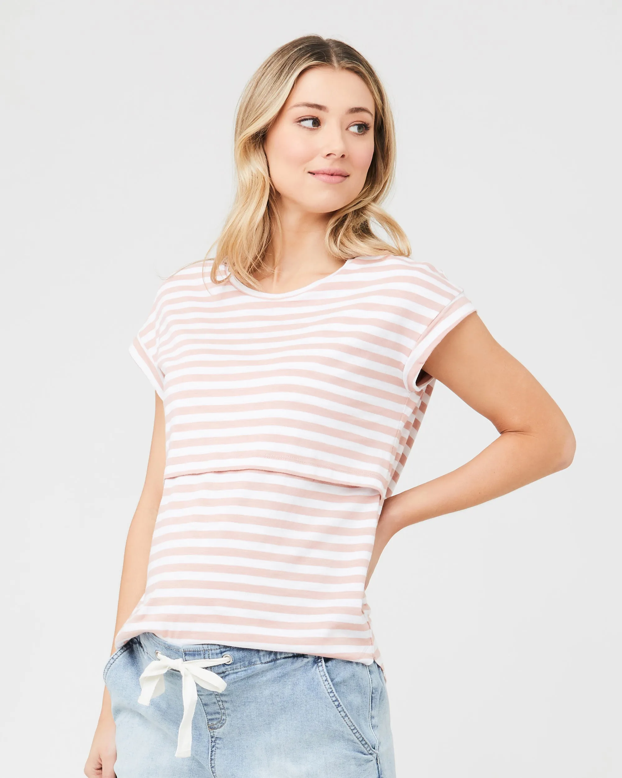 Lionel Nursing Tee  Dusty Pink / White