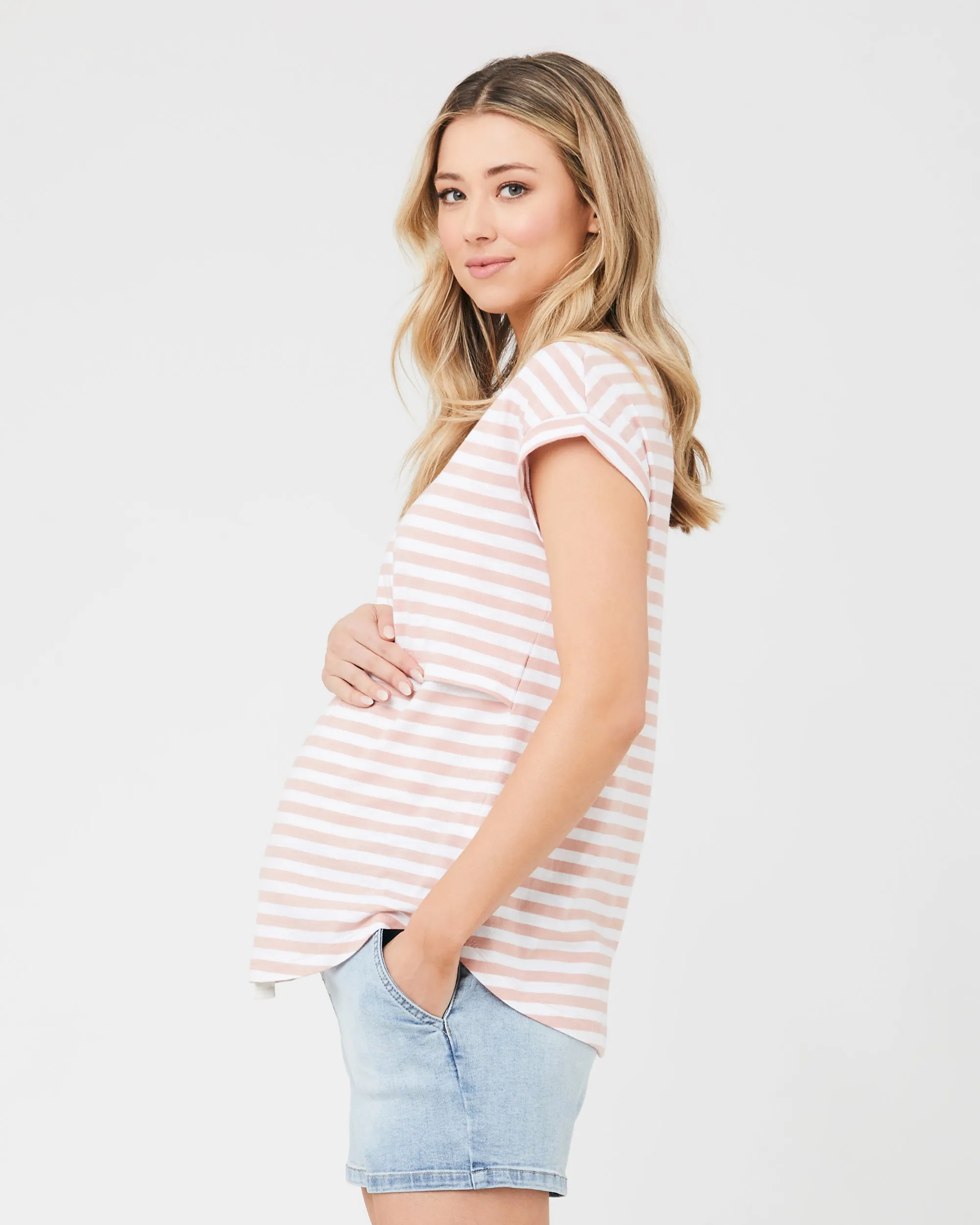 Lionel Nursing Tee  Dusty Pink / White